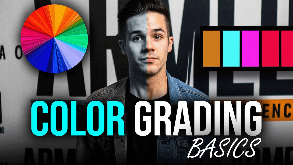 DiDio Media color grading tutorial cover with before and after shots, using LUTs in Premiere Pro for video and thumbnails